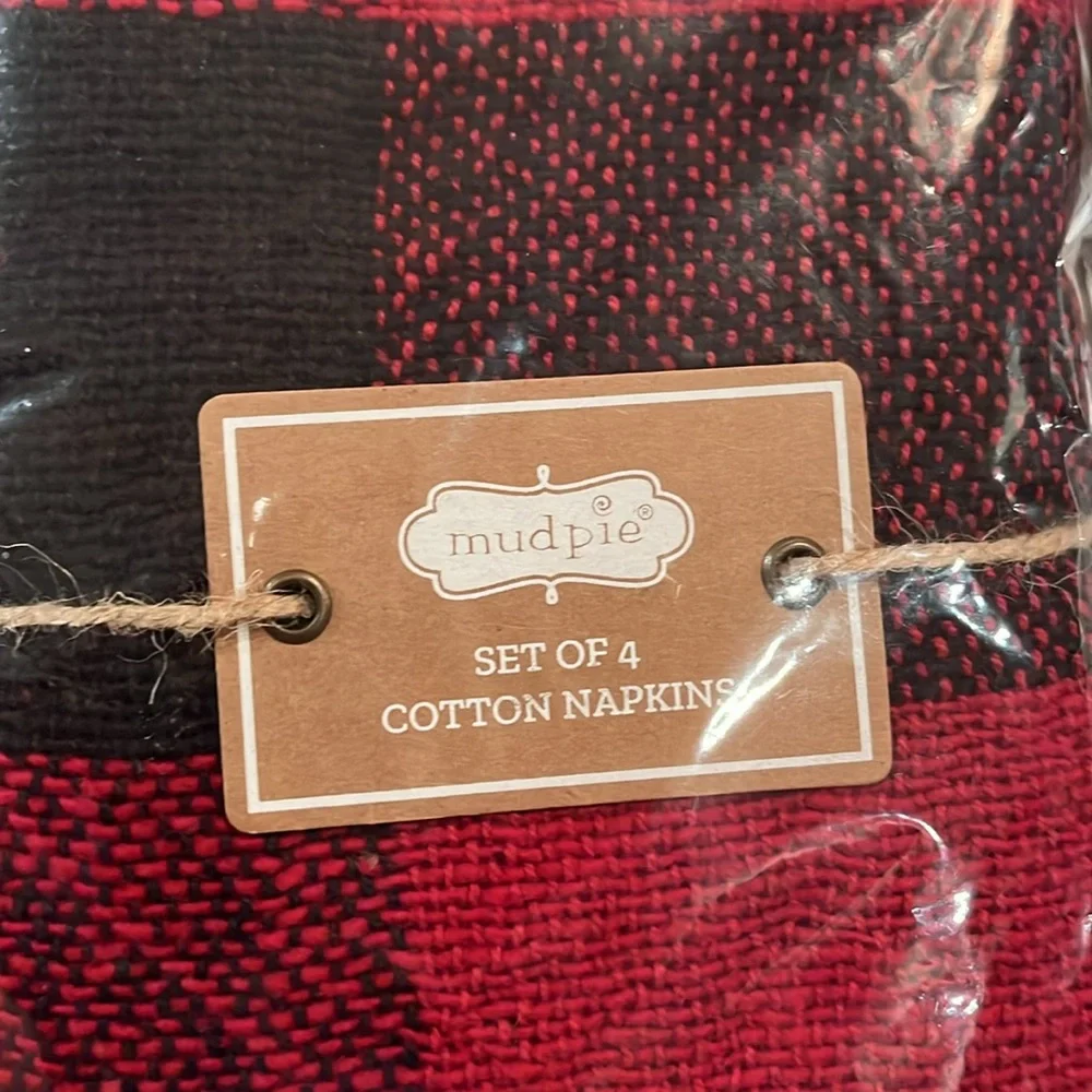 Mud Pie Red Buffalo Check Napkin /NWT